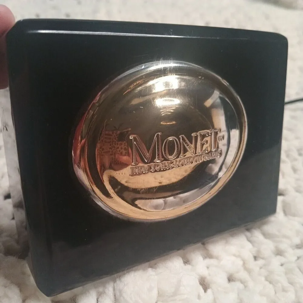 Vintage Designer MONET TM New York London‎ Paris Clear Desk Paper Weight RARE